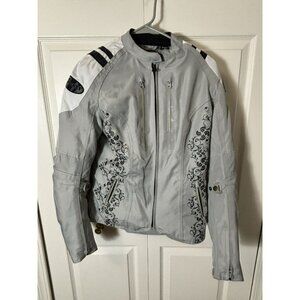 Women's M Joe Rocket Motorcycle Coat Jacket Gray & Black, Armor w/Zip-Out Liner